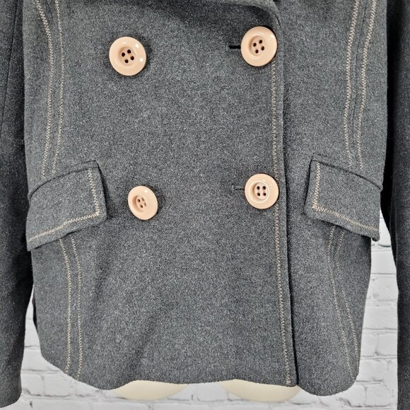 Ett:Twa Anthropologie Grey Double Breasted Buttoned Stretch Lined Jacket 8 - Picture 8 of 15
